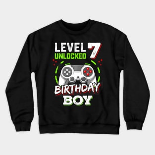 Level 7 Birthday Video Level Up Kids Crewneck Sweatshirt